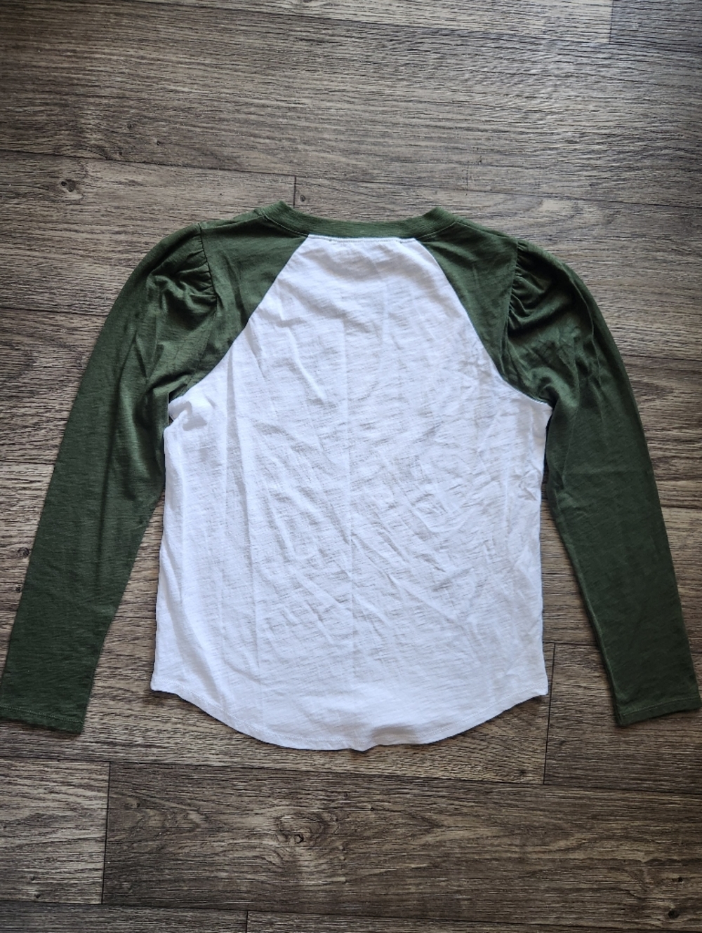 Veronica Beard Mason Baseball Tee Olive Green & White Raglan Long Sleeve Tee - Picture 9 of 9